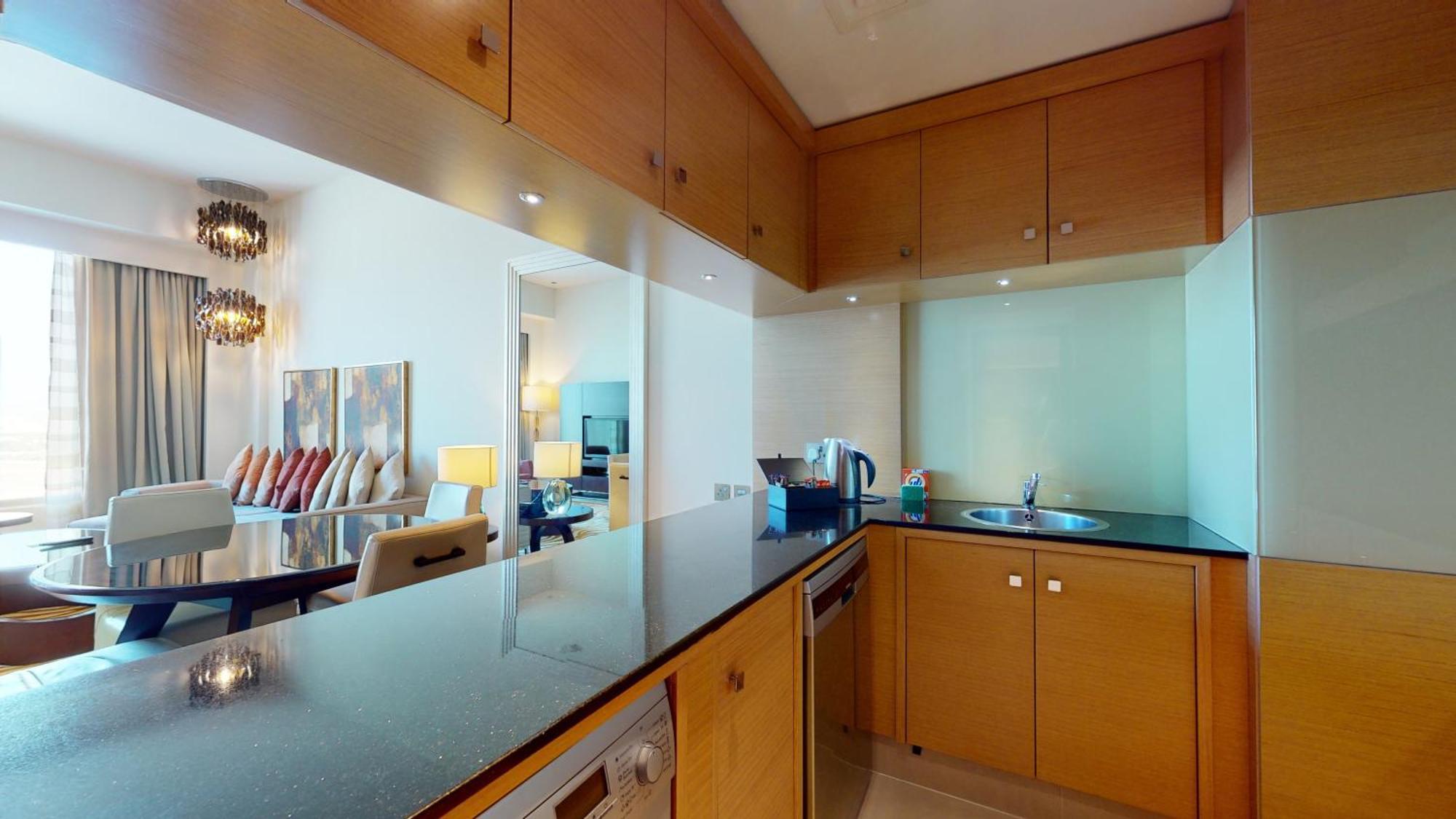 Marriott Executive Apartments Al Jaddaf, Дубай Екстериор снимка A kitchen in a serviced apartment